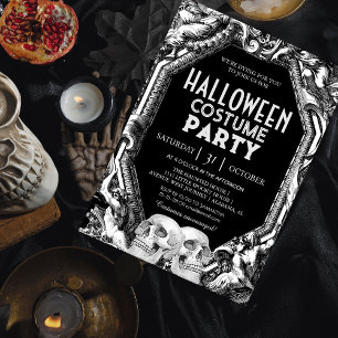 Klassisches Ätz-Schädel-Halloween-Kostüm-Party Einladung