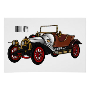 Klassisches Auto 1920 Cartoon-Illustration Poster
