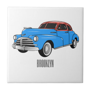 Klassisches Auto 1948 Cartoon-Illustration Fliese
