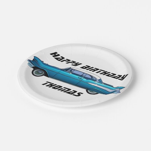 Klassisches Auto 1957 Chevy BelAire Papierplatte Pappteller (Schrägansicht)