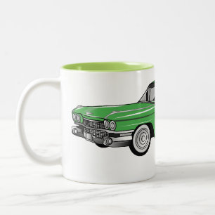 Klassisches Auto 1959 Cartoon-Illustration Zweifarbige Tasse