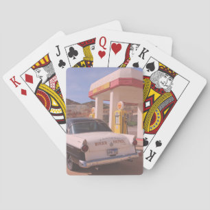 Klassisches Auto alte Tankstelle Spielkarten