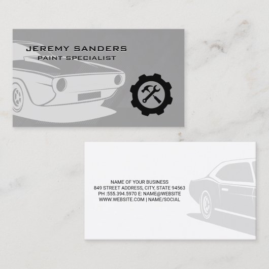 Klassisches Auto | Auto Paint Service | Mechanik Visitenkarte (Vorne/Hinten)