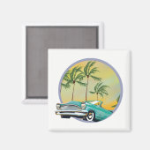 Klassisches Auto bei Dämmerung Magnet (Vorderseite/Rückseite)