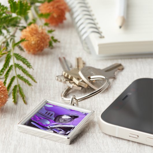 Klassisches Auto: Chevrolet mit lodernder Haube Schlüsselanhänger (Seite)