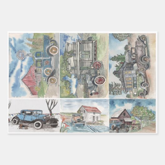 Klassisches Auto Geschenkpapier Set (Vorderseite 3)