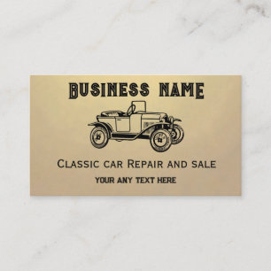 Klassisches Auto handgezeichneter Verkauf vintage Visitenkarte