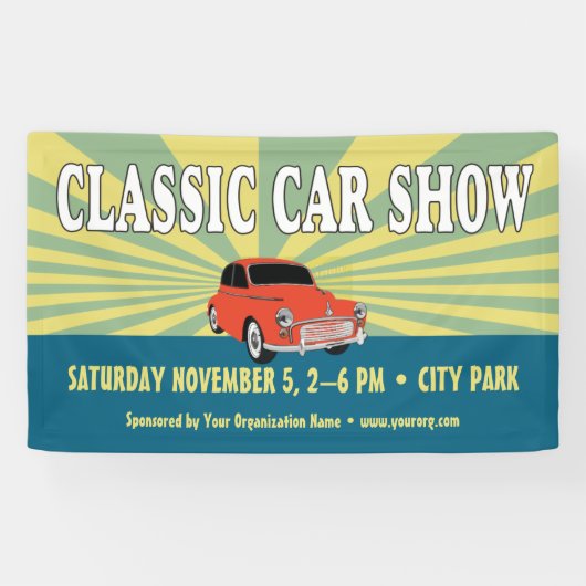 Klassisches Auto im Retro-Stil anzeigen Banner (Horizontal)
