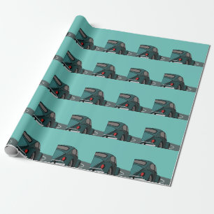 Klassisches Auto in Blau zum Geburtstag Geschenkpapier