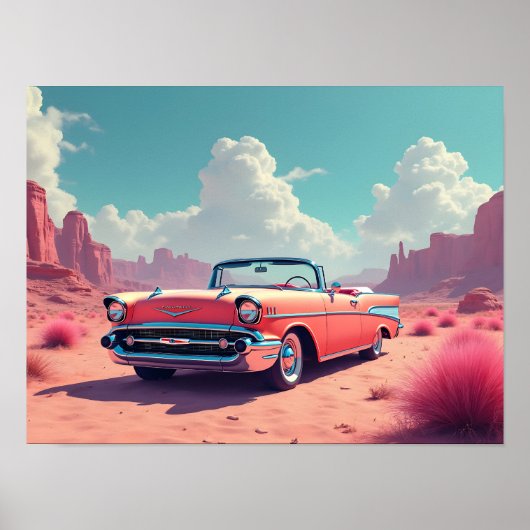 Klassisches Auto in der Wüste Poster (Vorne)