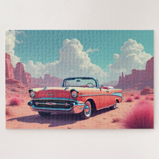 Klassisches Auto in der Wüste Puzzle (Horizontal)
