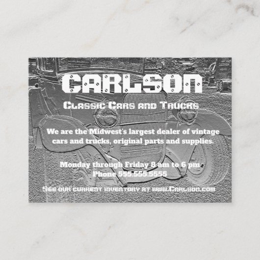 Klassisches Auto mit Embossed Look Visitenkarte (Vorderseite)