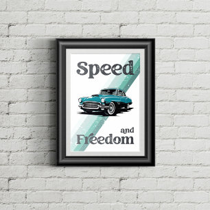 Klassisches Auto mit Typografie. Poster