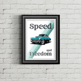 Klassisches Auto mit Typografie. Poster
