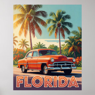 🌴 Klassisches Auto Tropisches Florida Reise Kunst Poster