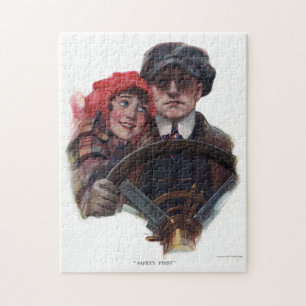 Klassisches Auto, vintage, romantischer Winter, Il Puzzle