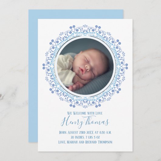 Klassisches Baby Boy Blue Foto (Vorne/Hinten)