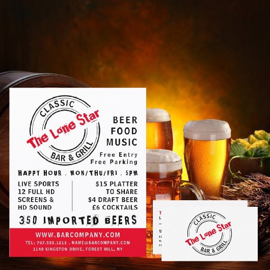 Klassisches Bar & Grill-Logo, Werbung in Pub/Braue Flyer