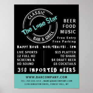 Klassisches Bar & Grill-Logo, Werbung in Pub/Braue Poster