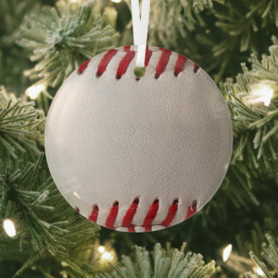 Klassisches Baseball- und Softball-Rotsticken Ornament Aus Glas