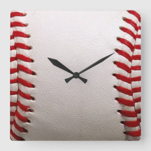 Klassisches Baseball- und Softball-Rotsticken Quadratische Wanduhr