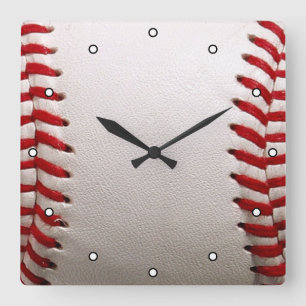 Klassisches Baseball- und Softball-Rotsticken Quadratische Wanduhr