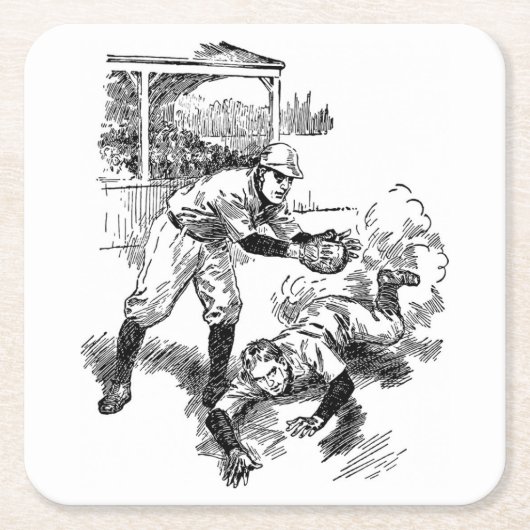 Klassisches Baseball-Untersetzer-Set Rechteckiger Pappuntersetzer (Vorderseite)