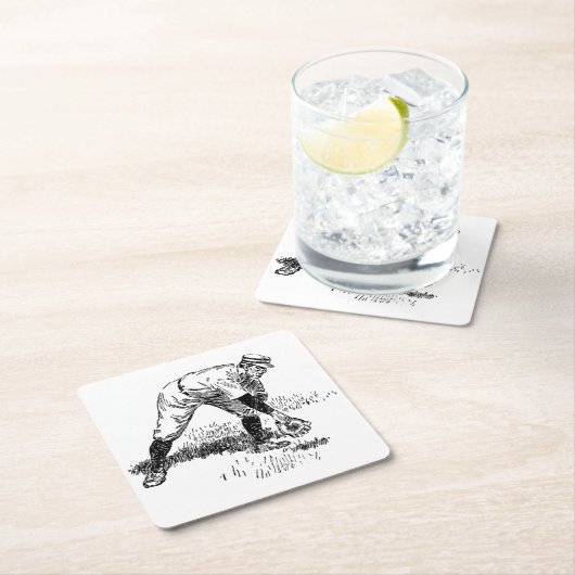 Klassisches Baseball-Untersetzer-Set Rechteckiger Pappuntersetzer (Vor Ort)