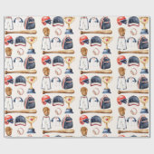 Klassisches Baseball-Zubehör-Wasserfarben-Design-W Geschenkpapier (Flach)