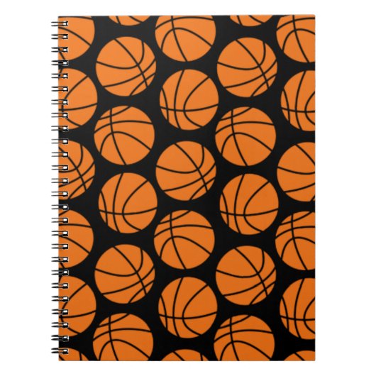 Klassisches Basketballmuster auf Schwarz Notizblock (Vorderseite)