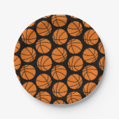 Klassisches Basketballmuster auf Schwarz Pappteller (Vorderseite)