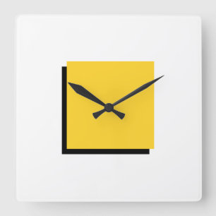 Klassisches Bauhaus-Design gelb Quadratische Wanduhr