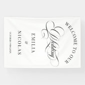 Klassisches Begrüßungszeichen Weiß und Schwarz Banner (Horizontal)