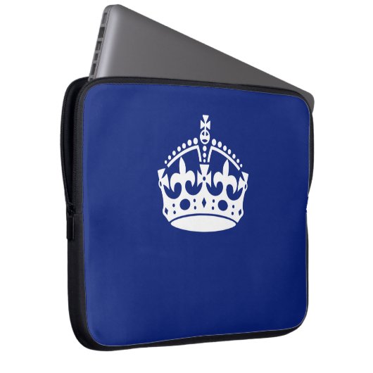 Klassisches Behieltest-Kronensymbol auf Navy Blue Laptopschutzhülle (Vorne Rechts)