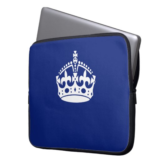 Klassisches Behieltest-Kronensymbol auf Navy Blue Laptopschutzhülle (Vorderseite Links)