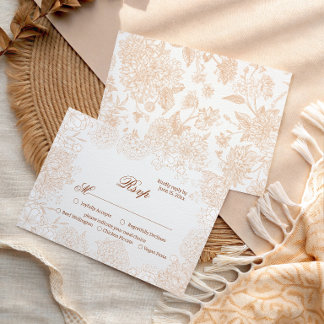 Klassisches Beige-Blumen-Hochzeits-RSVP in elegant RSVP Karte