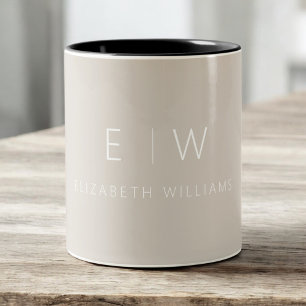 Klassisches Beige Taupe-Neutral-Minimalistisches M Zweifarbige Tasse