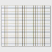 Klassisches Beige und Kariertes Blau Muster Geschenkpapier (Flach)