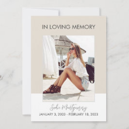 Klassisches Beige-Weiß-Beerdigungsprogramm Einladung