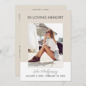 Klassisches Beige-Weiß-Beerdigungsprogramm Einladung (Vorne/Hinten)