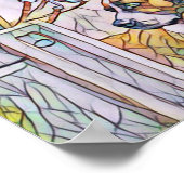 Klassisches Bild/Fleckglas von Pferd und Hund Poster (Ecke)