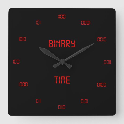Klassisches binäres Nummerierungssystem Quadratische Wanduhr (Vorderseite)