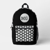 Klassisches Black and White Golf Ball Muster Bedruckter Rucksack (Vorderseite)