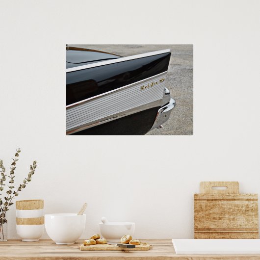 Klassisches Black Bel Air Car Hinterteil Fender Po Poster (Küche)
