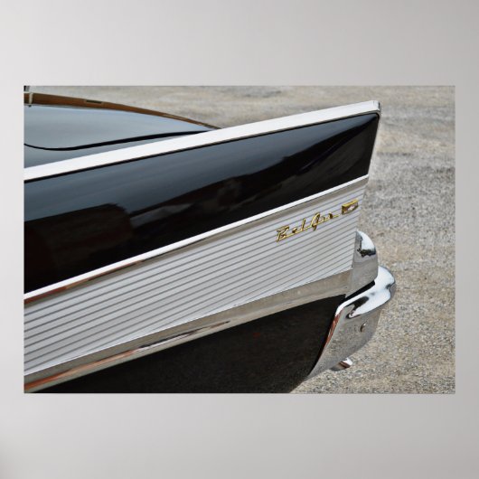 Klassisches Black Bel Air Car Hinterteil Fender Po Poster (Vorne)