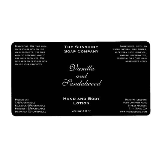 Klassisches Black Cosmetics Flasche Label (Vorne)