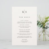 Klassisches Black & Ecru Monogram Wedding Menu (Stehend Vorderseite)