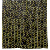 Klassisches Black Gold Chic Geometric Muster Luxus Duschvorhang (Vorderseite)