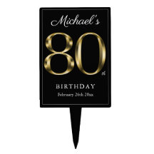 Klassisches Black Gold Text Elegant zum 80. Geburt