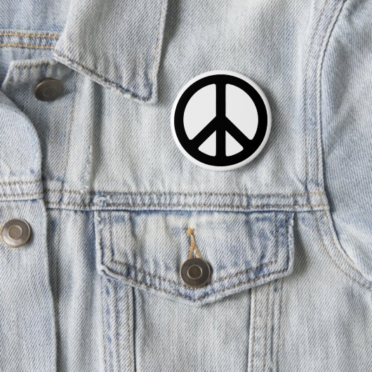 Klassisches Black Groovy Peace Symbol Button (Beispiel)